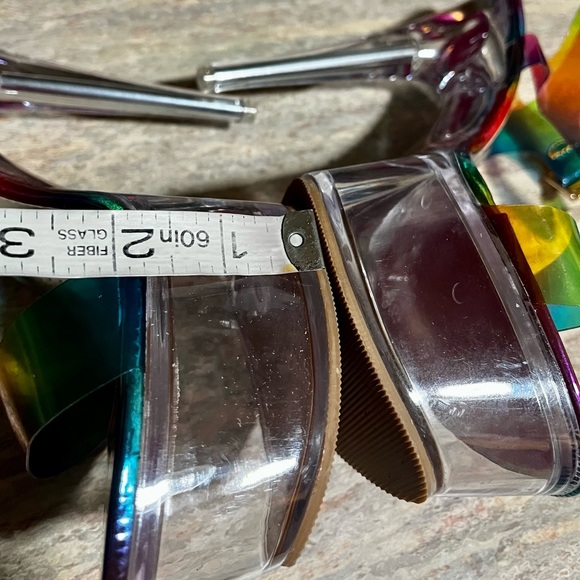 NWOB Azalea Wang Croix Rainbow 🌈 open toe strapped high heels sandals - Picture 10 of 16